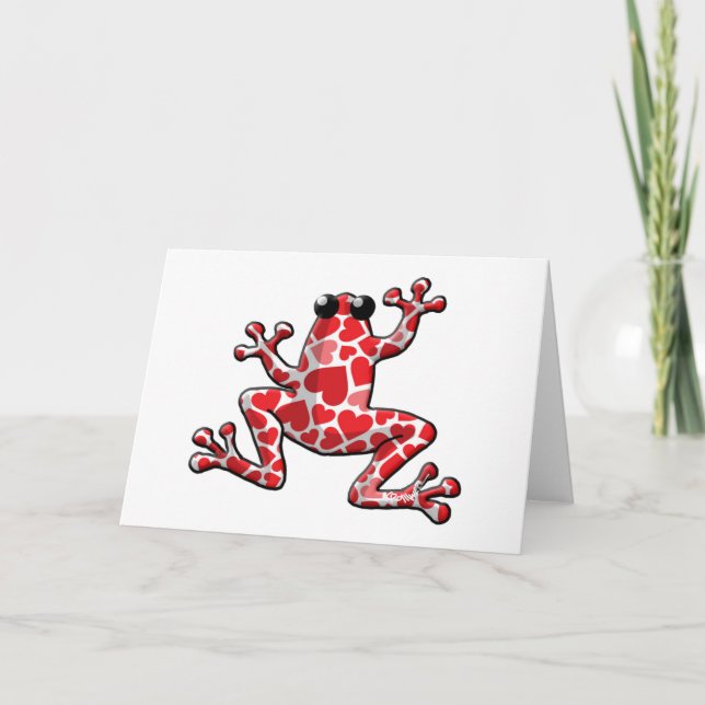 Valentine Hearts Frog Holiday Card (Front)