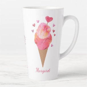Valentine Hearts Ice Cream Cone Cute Artistic Latte Mug
