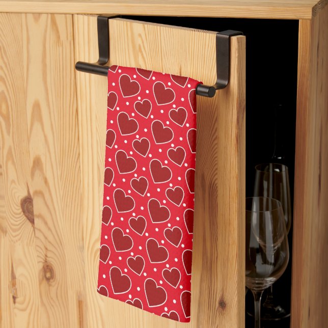 Valentine Hearts  Kitchen Towel (Thirds Fold)