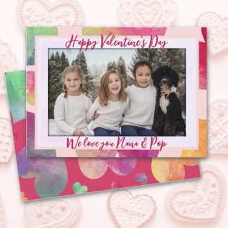 Valentine Hearts Love You Grand-parents Carte Plat