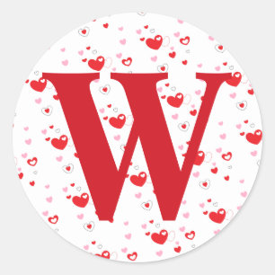 Valentine Hearts Monogram Initial Classic Round Sticker
