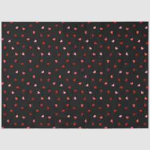 Valentine Hearts on Black Tissue Paper