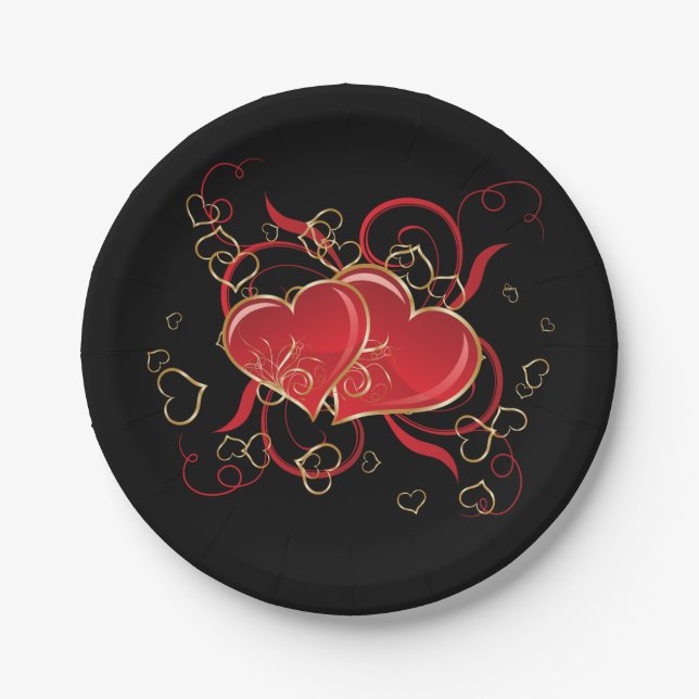 Valentine Hearts Paper Plates (Front)