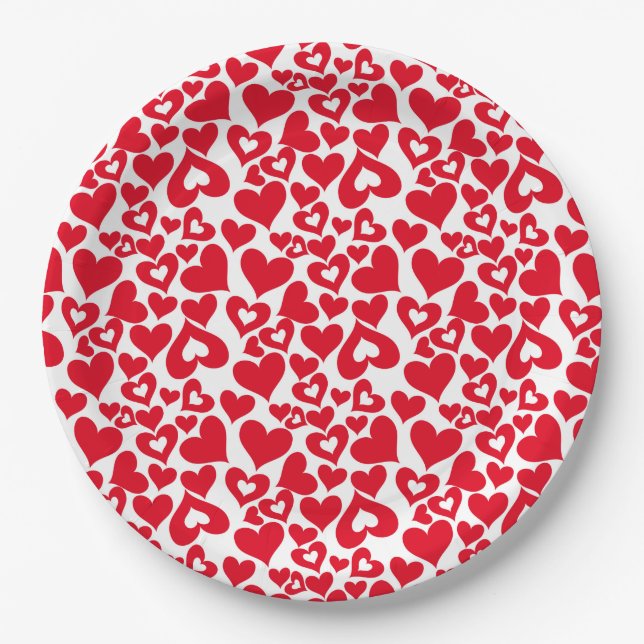 Valentine Hearts Paper Plates (Front)