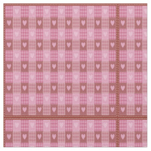 Valentine Hearts Plaid Fabric