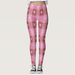 Valentine Hearts Plaid Leggings
