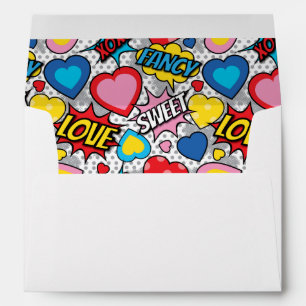 Valentine Hearts Pop Art Envelope