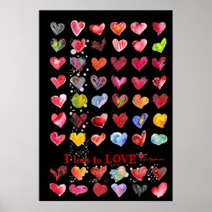 Valentine Hearts Poster in Black