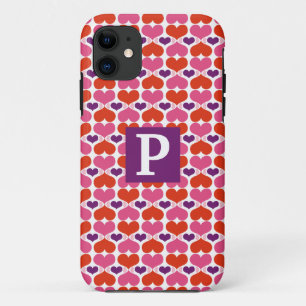Valentine Hearts Quilt Monogram iPhone 11 Case