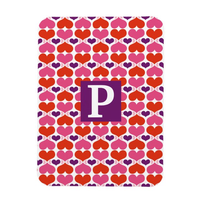 Valentine Hearts Quilt Monogram Magnet (Vertical)
