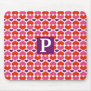 Valentine Hearts Quilt Monogram Mouse Pad