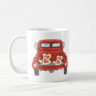 Valentine Hearts Red Truck Coffee Mug