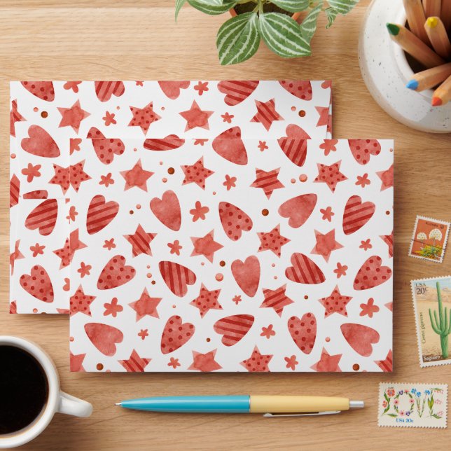 Valentine Hearts & Stars  Envelope (Desk)