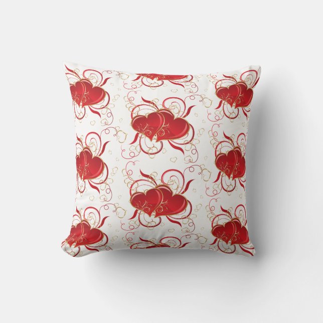 Valentine Hearts Throw Pillow (Front)