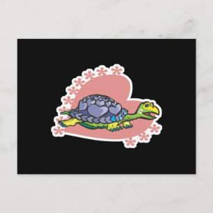 valentine hearts turtle holiday postcard