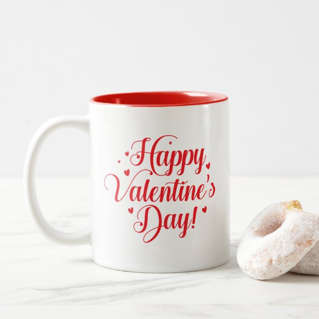 Valentine Hearts  Two-Tone Coffee Mug (With Donut)
