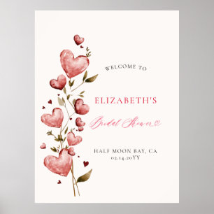 Valentine Hearts Vine Whimsy Bridal Shower Welcome Poster