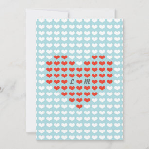 Valentine Hearts Wedding (Red + Sky Blue) Invitation