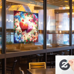 Valentine Hearts Window Cling