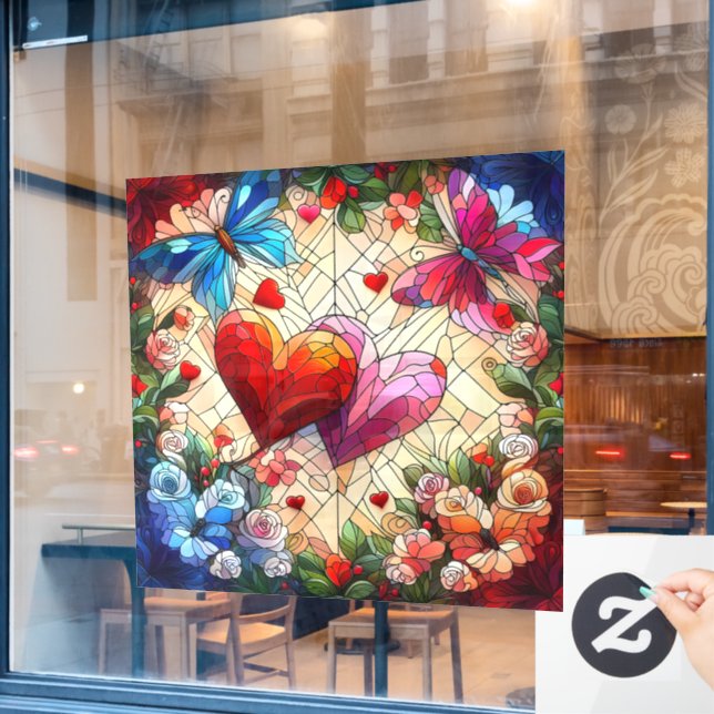 Valentine Hearts Window Cling (Cafe Window)