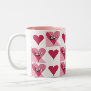  Valentine Hearts with Butterflies  Two-Tone Coffee Mug