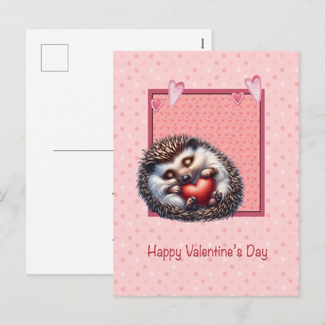 Valentine Hedgehog or Porcupine Card (Front/Back)