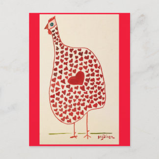 Valentine Hen Supports Hearth Health Holiday Postcard