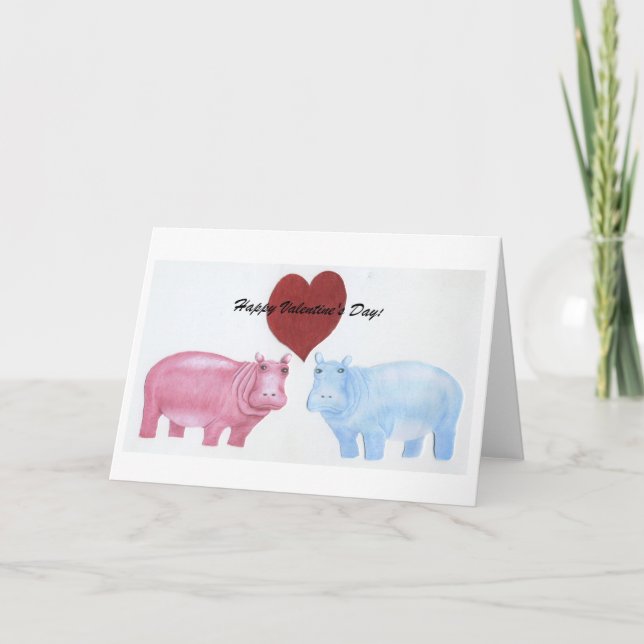 Valentine Hippos Holiday Card (Front)