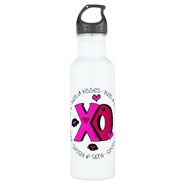 Valentine Hugs and Kisses 710 Ml Water Bottle (Front)