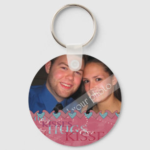 Valentine Hugs and Kisses  Photo Keychain