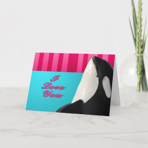 Valentine I love you orca whale Holiday Card
