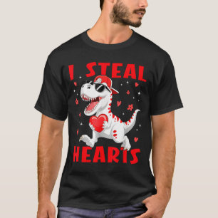 Valentine I Steal Hearts T-rex Dinosaur Baby Boy T T-Shirt