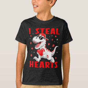 Valentine I Steal Hearts T-rex Dinosaur Baby Boy T T-Shirt