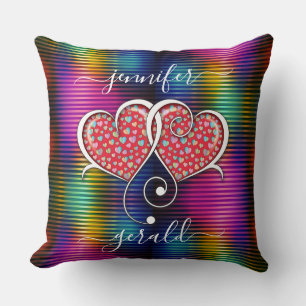 Valentine Interlocked Hearts Design Throw Pillow