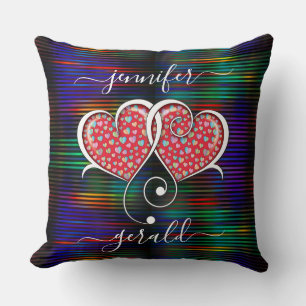 Valentine Interlocked Hearts Design Throw Pillow