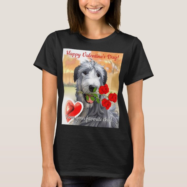 Valentine Irish Wolfhound Artwork  T-Shirt (Front)
