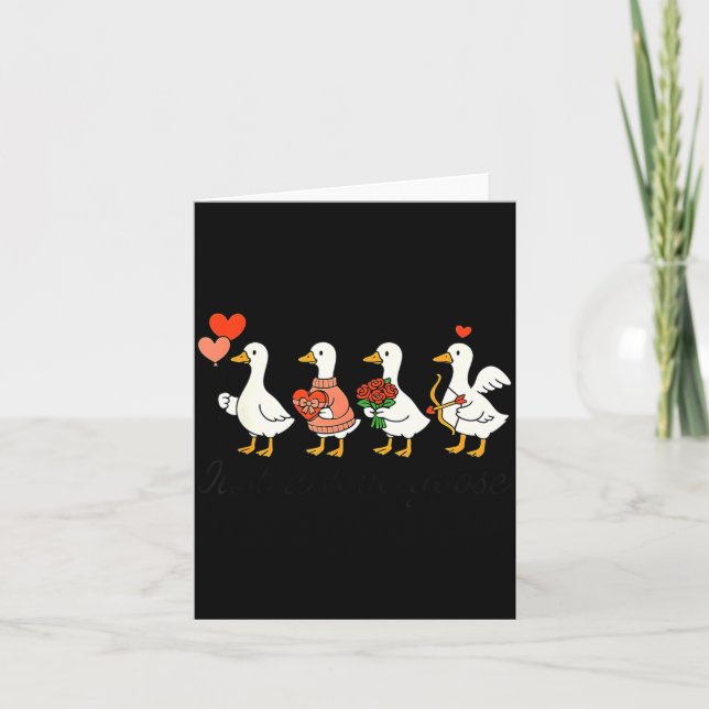 Valentine Just A Love Goose Funny Goose Hearts For Card (Front)