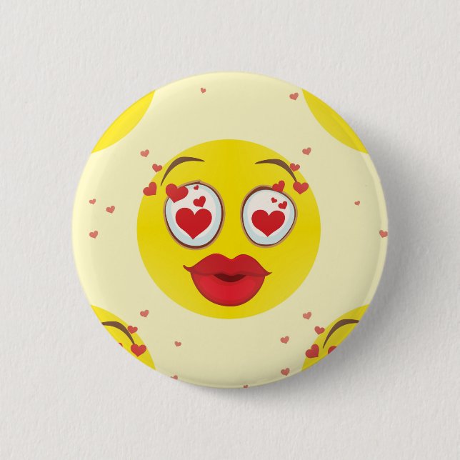 Valentine kiss Emoji 2 Inch Round Button (Front)