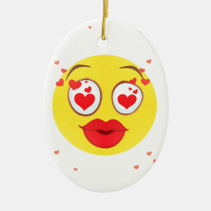 Valentine kiss Emoji Ceramic Ornament