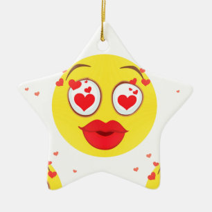 Valentine kiss Emoji Ceramic Ornament