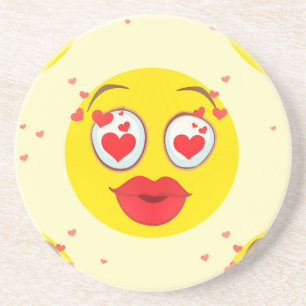 Valentine kiss Emoji Coaster