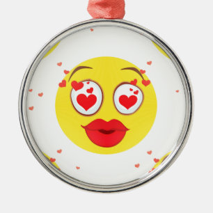 Valentine kiss Emoji Metal Ornament