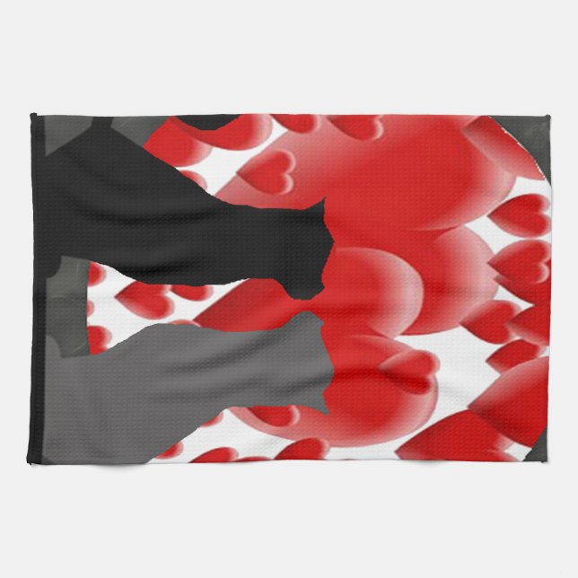 Valentine Kitties Kitchen Towel (Horizontal)