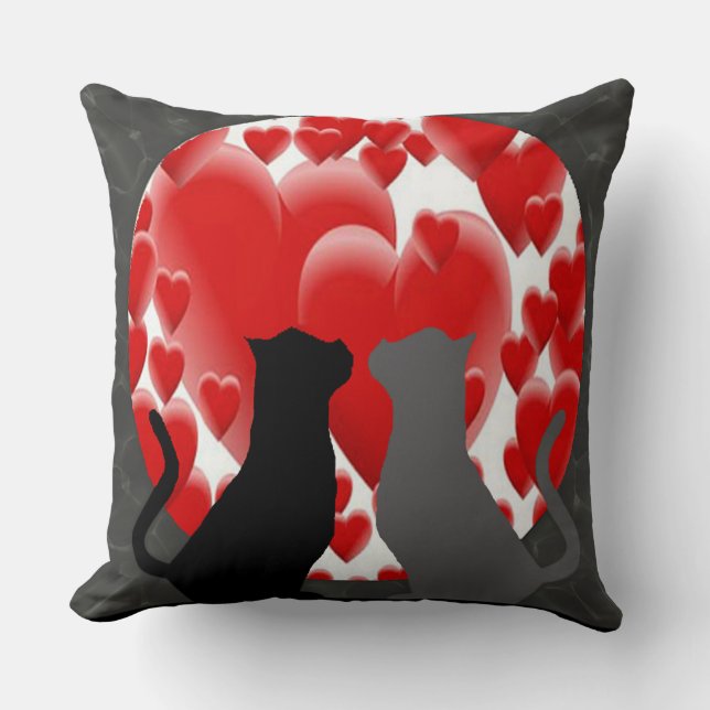 Valentine Kitties Throw Pillow (Front)