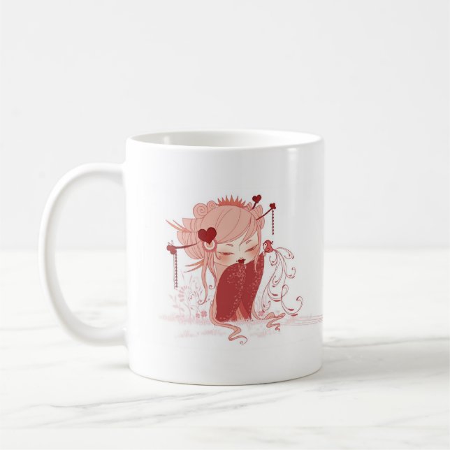 Valentine Kokeshi Coffee Mug (Left)