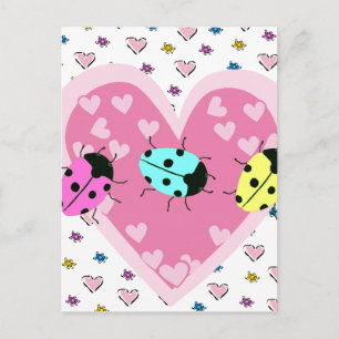 VALENTINE LADYBUGS HOLIDAY POSTCARD