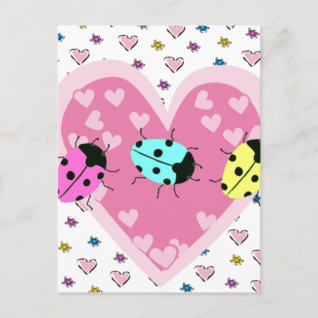 VALENTINE LADYBUGS HOLIDAY POSTCARD (Front)