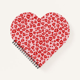 Valentine Leopard Pattern in Red on Blush Notebook