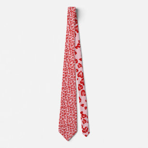 Valentine Leopard Pattern in Red on Blush Tie