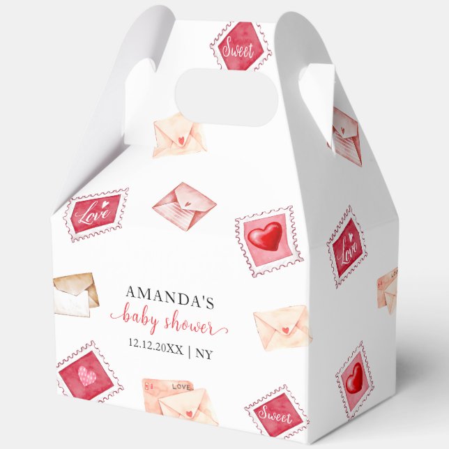 Valentine Letter Stamp Sweetheart Baby Shower  Favor Box (Front)